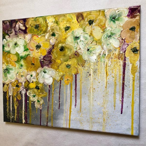 Цветы акрилом с поталью