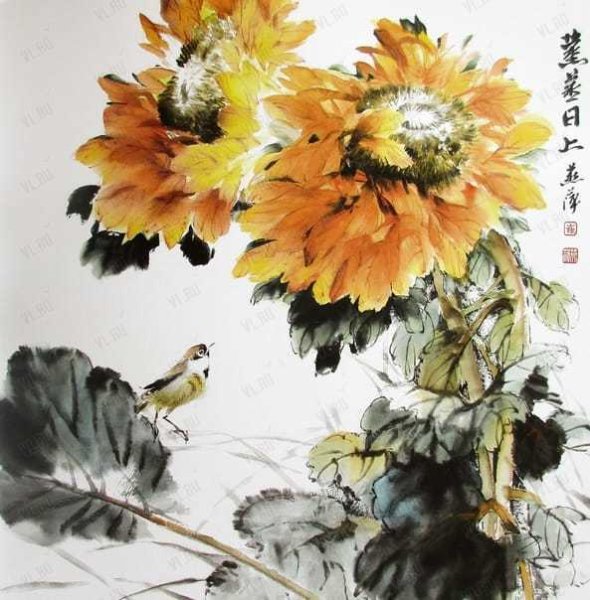 Китайская живопись Подсолнухи