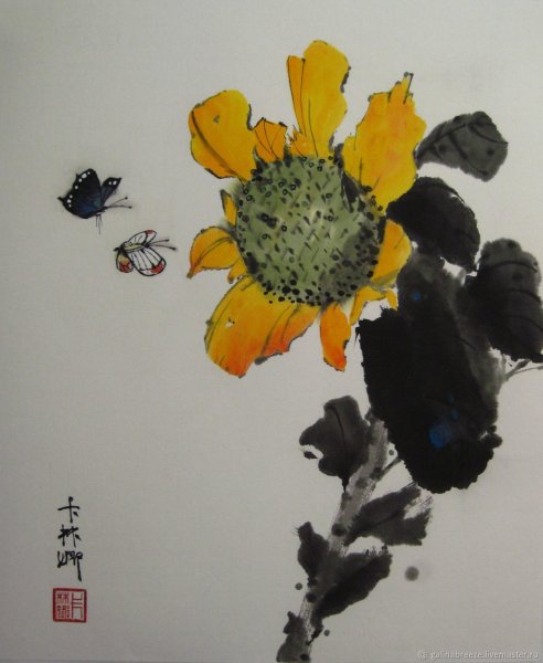 Подсолнухи китайская живопись се-и