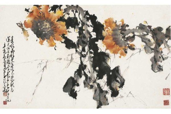 Подсолнухи китайская живопись се-и