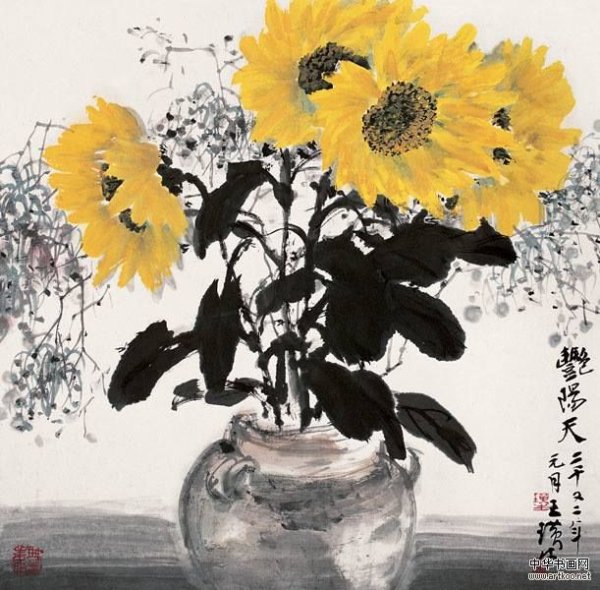 Подсолнухи в японской живописи