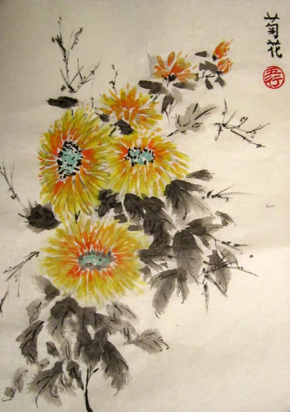 Китайская живопись гохуа хризантемы