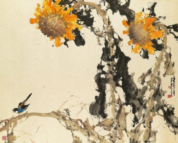 Китайская живопись Подсолнухи