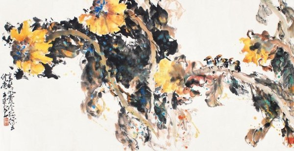 Китайская живопись Подсолнухи