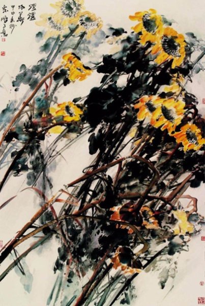 Китайская живопись Подсолнухи