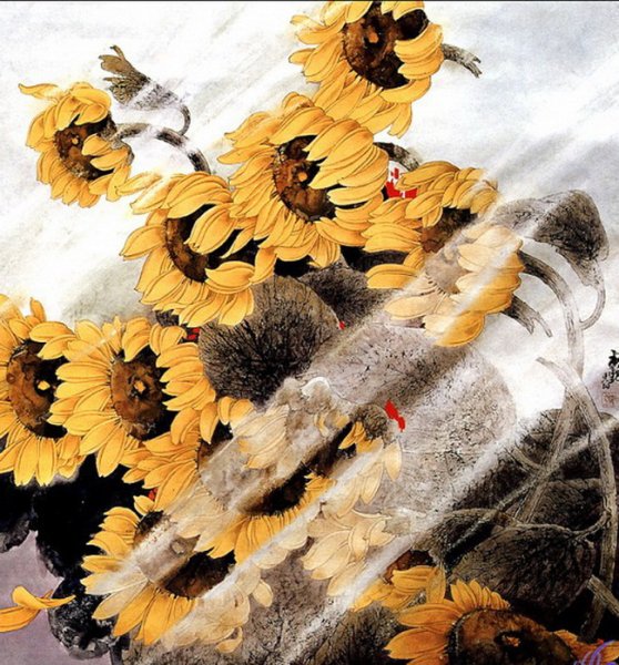 Китайская живопись Подсолнухи