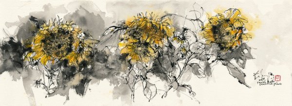 Подсолнухи в японской живописи