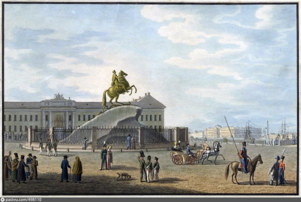 Медный всадник в Санкт-Петербурге гравюра