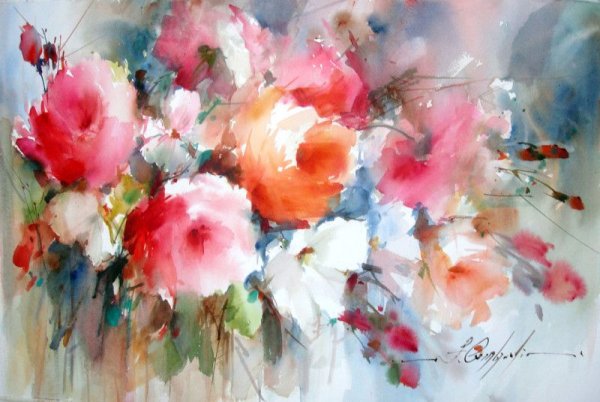 Fabio Cembranelli акварель пионы