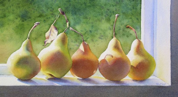 Декоративный натюрморт с грушами