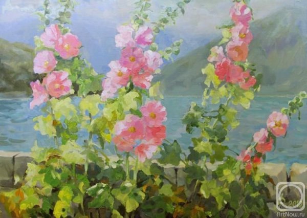 Цветы мальвы в живописи