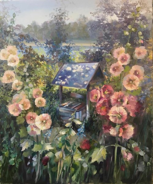 Мальвы картина Гончарова