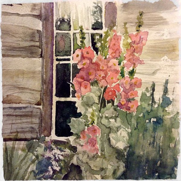 Девушка в саду живопись среди цветов