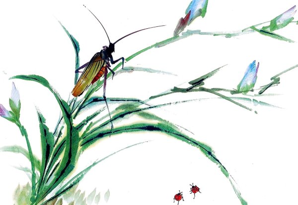 Японская живопись сверчок