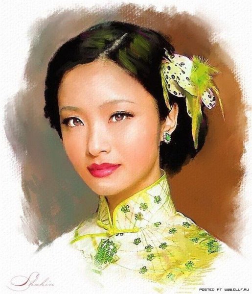 Китайская живопись девушки