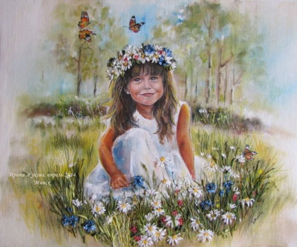 Девочка с венком живопись