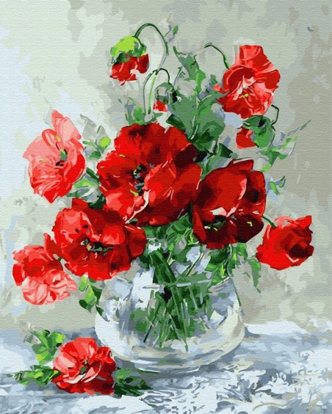Маки в вазе мастихином