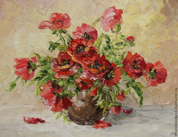 Алмазная живопись маки 50х40