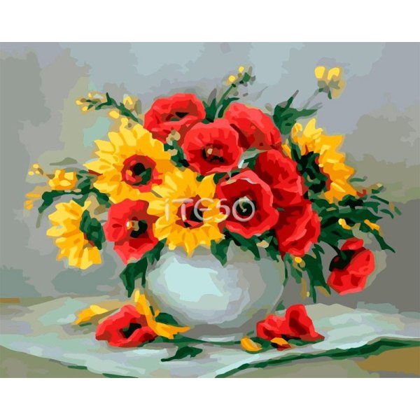 Маки в стеклянной вазе живопись