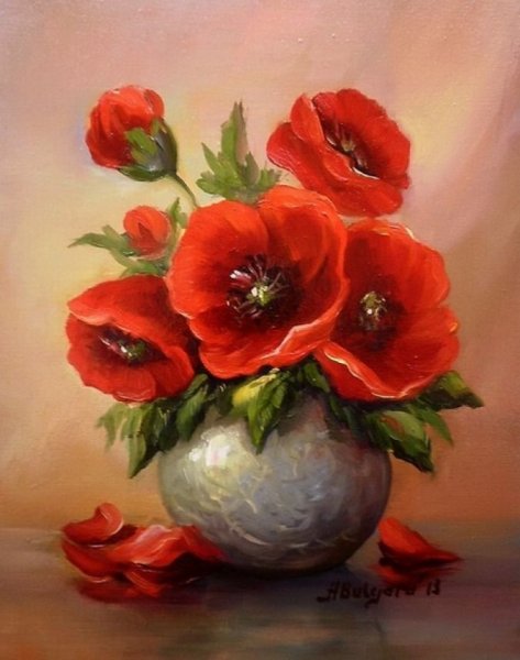 Алмазная мозаика "маки", 40х50