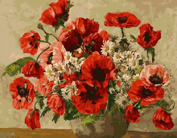 Маки в вазе мастихином