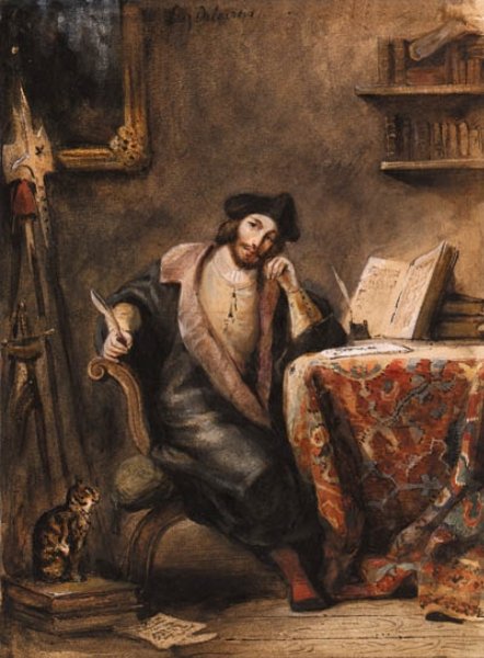 Эжен Делакруа Фауст в своем кабинете