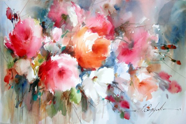 Fabio Cembranelli акварель пионы