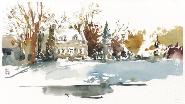 Ольга Шаюнова акварель зима