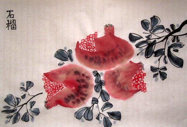 Китайская живопись гохуа гранат