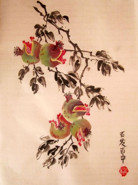 Китайская живопись гохуа гранат
