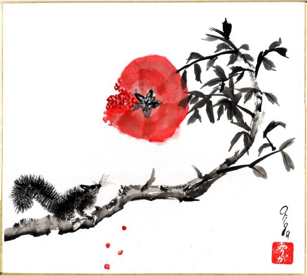 Японская живопись гранат