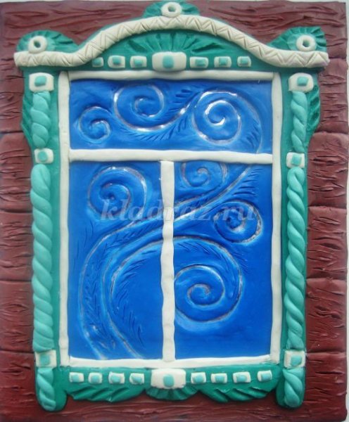 Замороженное оконце из пластилина