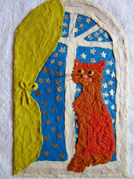 Пластилиновая живопись кот