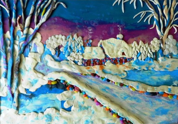 Пластилиновая живопись медведь