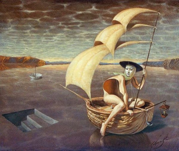 Восход золотой рыбы, художник Michael cheval surrealistic