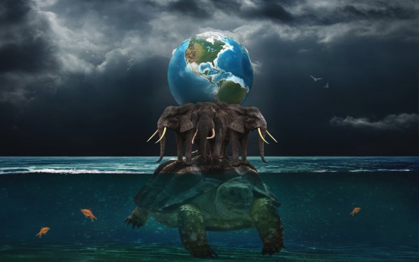 Плоская земля на трех слонах и черепахе