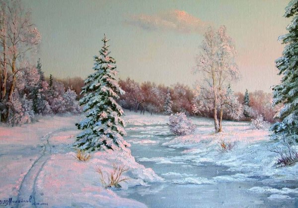 Елка живопись маслом