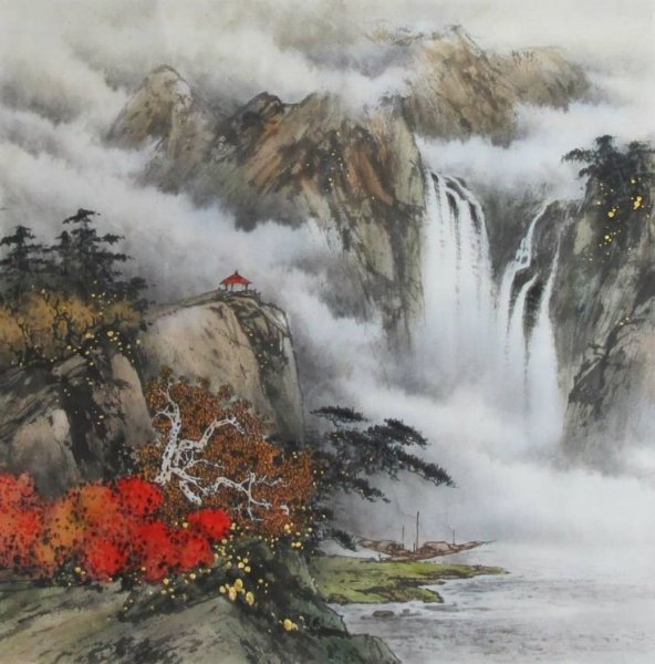 Китайский пейзаж гохуа