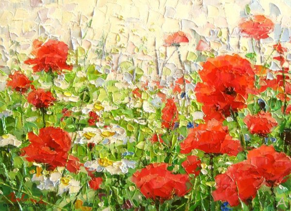 Маки Импрессионизм масло мастихин