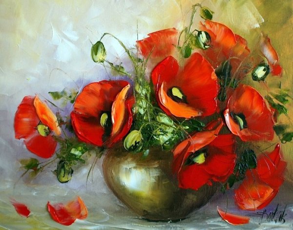 Ева Бартосик цветы мастихином