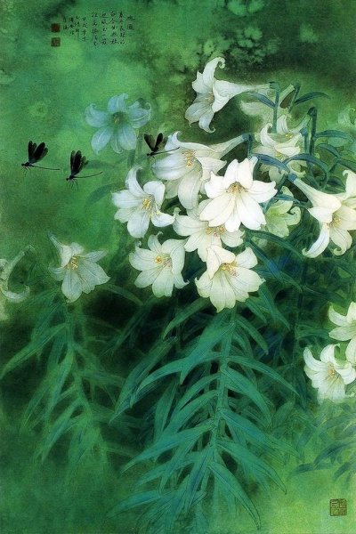 Лилия цветок гунби китайская живопись