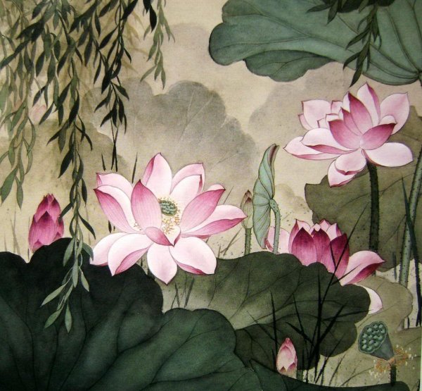Лотос акварель Китая