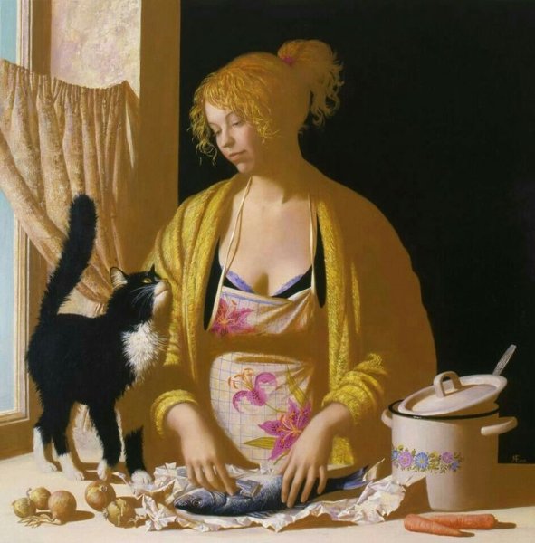 Египетская художница Галла Абдель Фаттах девушка и кошки