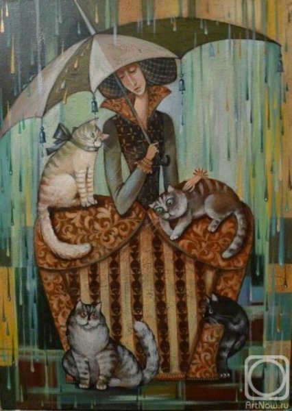 Дама с белой кошкой живопись