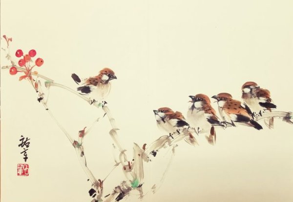 Восточная живопись китайские художники воробьи