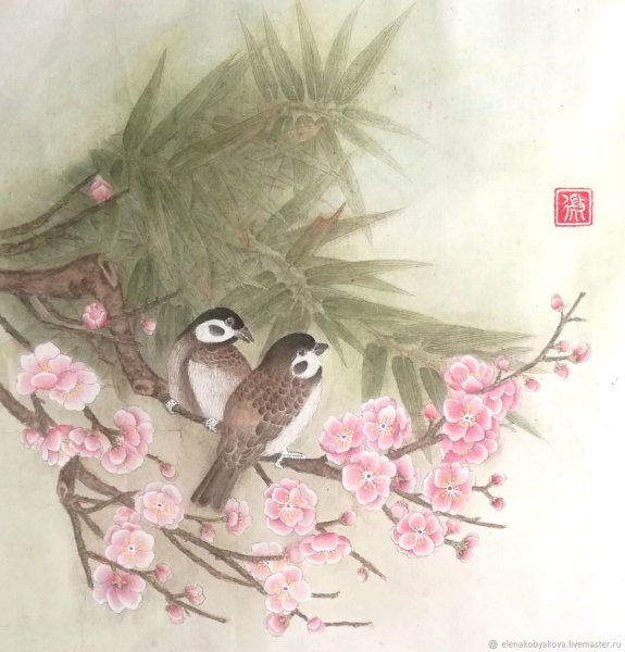 Японская живопись птицы