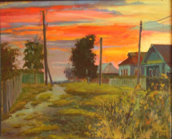Картины вечера в деревне