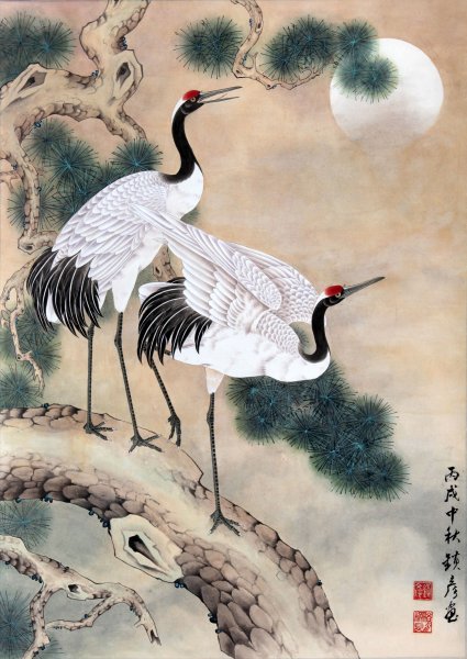 Журавл живопись Япония
