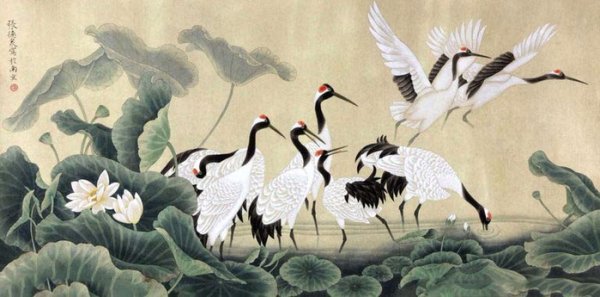 Журавли гунби китайская живопись