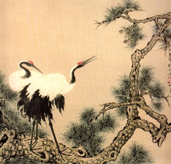 Китайская живопись гохуа Журавли